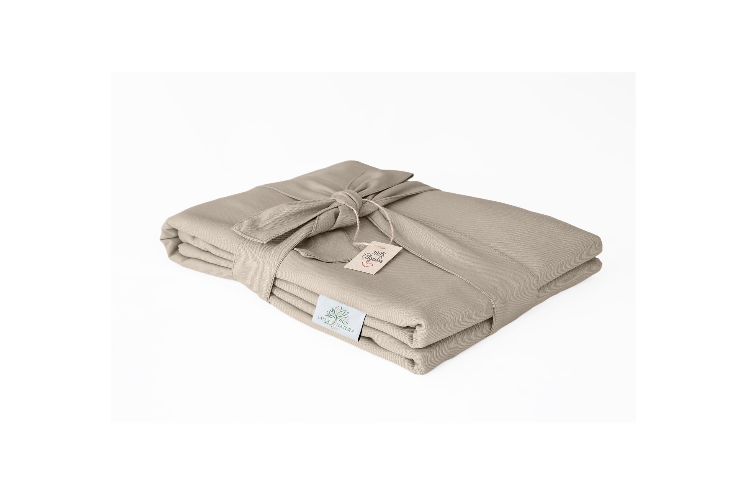 Funda colchon bajera de 100% agodon color beige, hecho en Barcelona